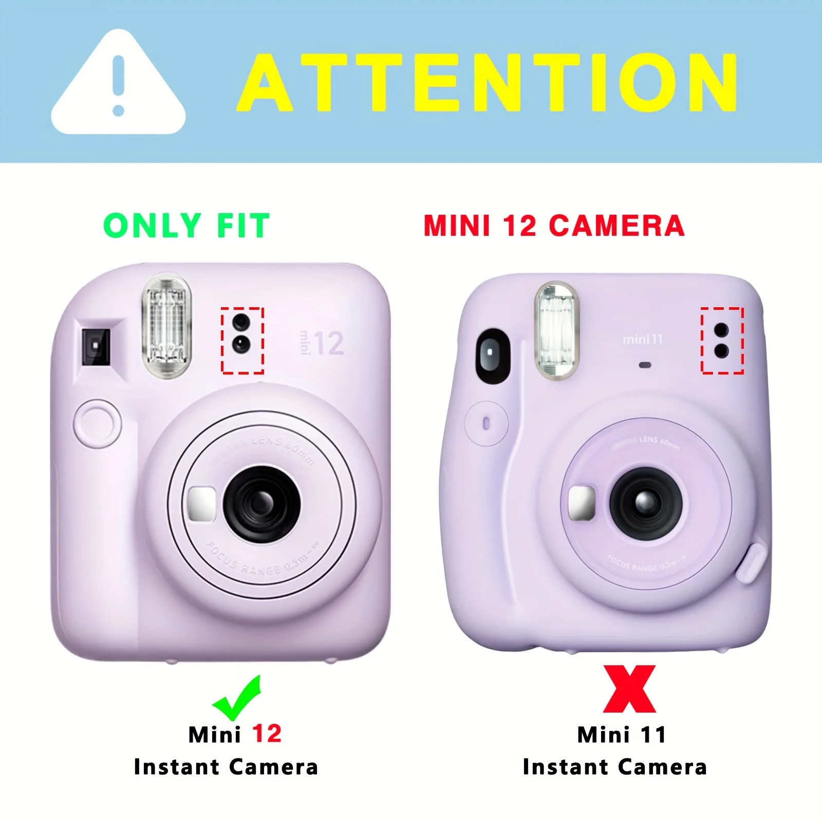 1 Set of Camera Silicone Case + Purple Shoulder Strap for Instax Mini 12 Camera, Light Gradient Color (Camera Not Included)