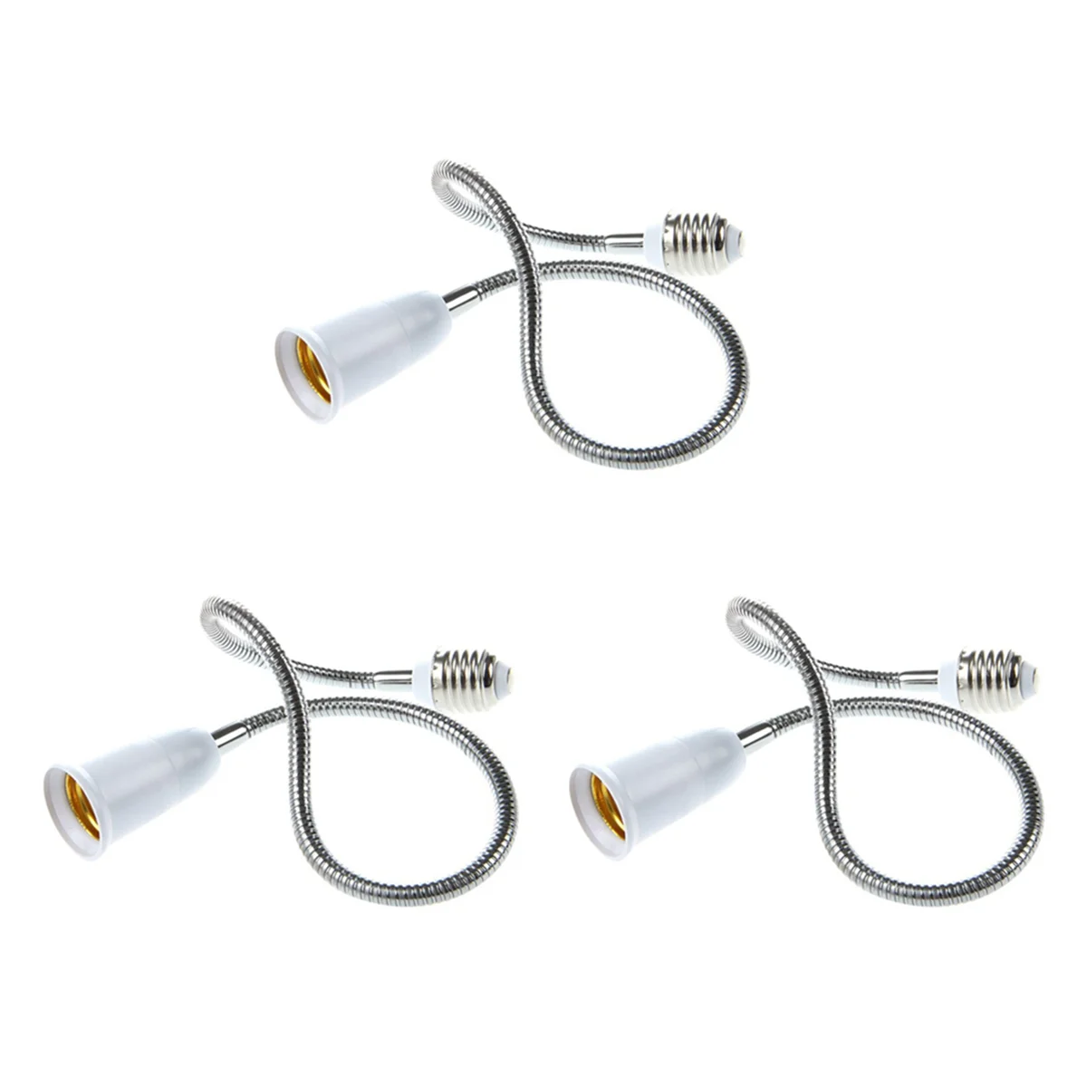 BAAU 3X E27 to E27 Light Lamp Bulb Flexible Extension Adaptor Converter (White,60cm)