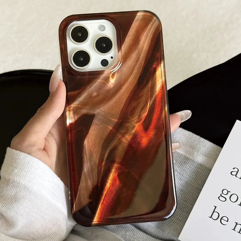 Hochwertige Retro-Braune Render-Muster Handyhülle für iPhone 17 16 15 14 13 12 11 Pro Max 17Air 7 8 Plus X XR XS SE2 Cover
