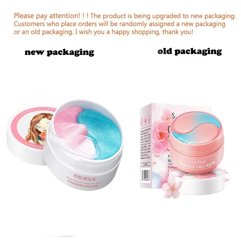 60pcs SADOER Sakura Collagen Eye Mask Anti Dark Circles Eyes Bags Removal Moisturizing Firming Eye Patches Skin Care for Eyes 4