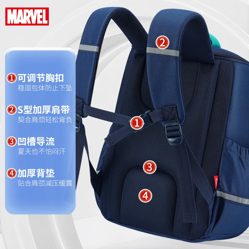 Genuine Disney New School Bags For Boys Grade 1-4 Primary Student Shoulder Orthopedic Backpack Iron Spider Man Captain Mochilas