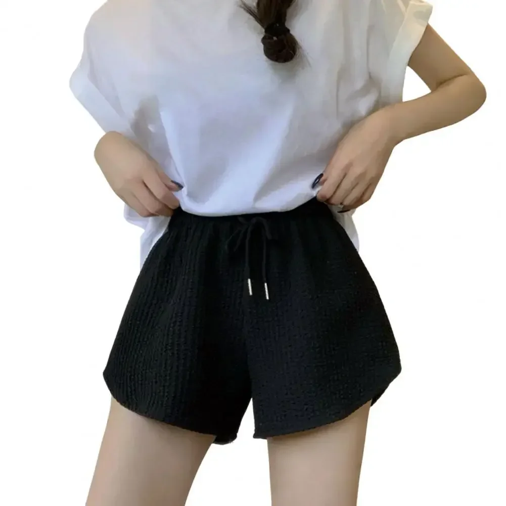 Pantalones cortos de verano para mujer, de cintura alta elástica con cordón, pierna ancha, para fitness, correr, sueltos, casuales, deportivos, talla grande