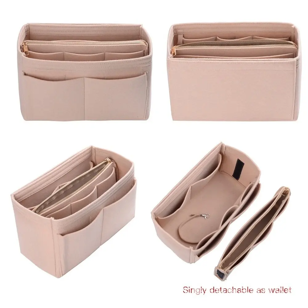 Makeup Organizer Women Make up Organizer Felt Insert Bag for Handbag Travel Inner Purse Portable Cosmetic Bag