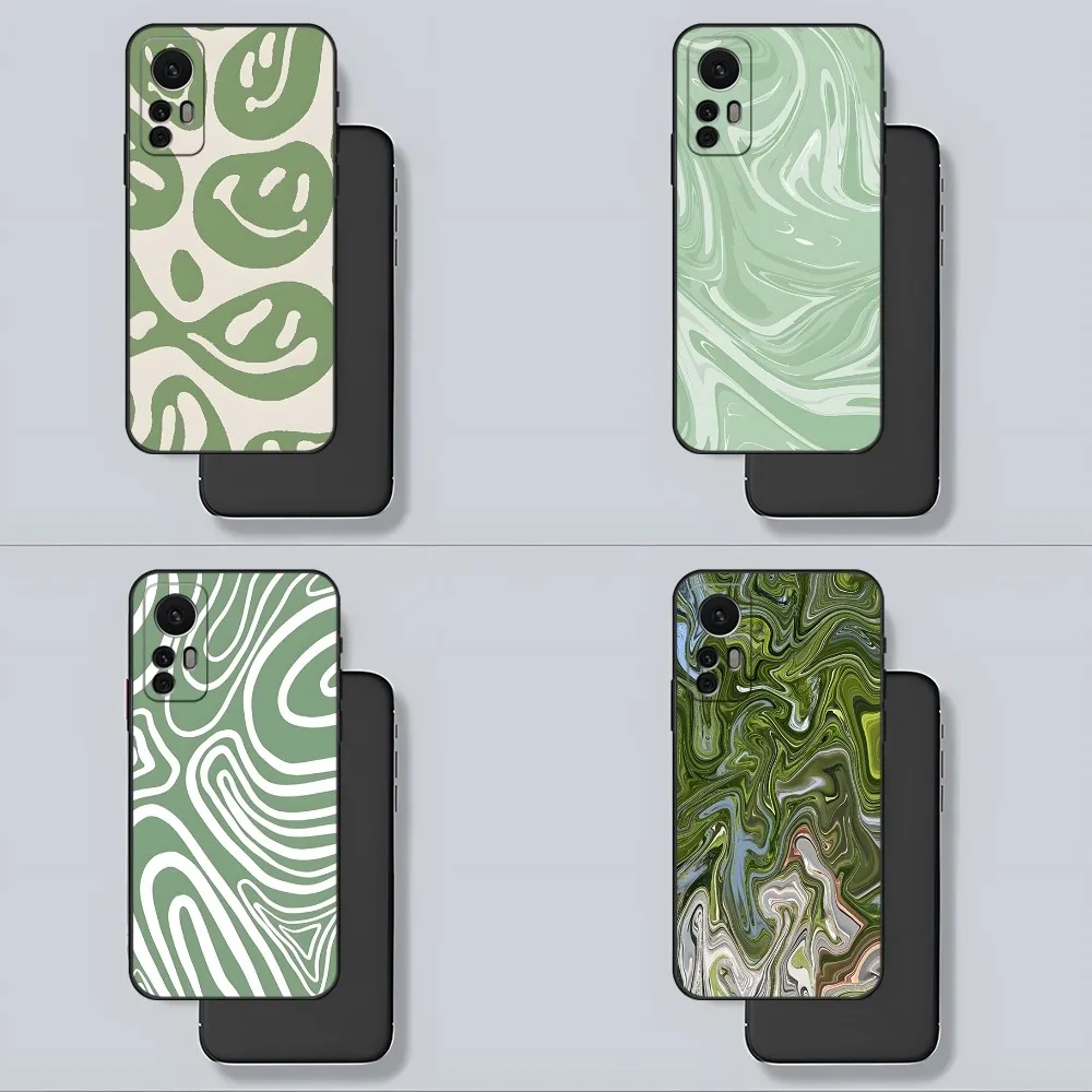 Phone Case For Xiaomi 13 Green 12 11T Lite Ultra Redmi Sage Note 12 Gentleman 10 Pro Poco Aesthetic F4 F5 Swirl X5 Pro Cover