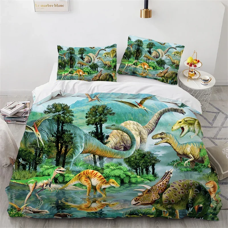 Jurassic World Park Dinosaur Bedding Set Boys Girls Twin Queen Size Duvet Cover Pillowcase Bed Kids Adult Home Textileextile