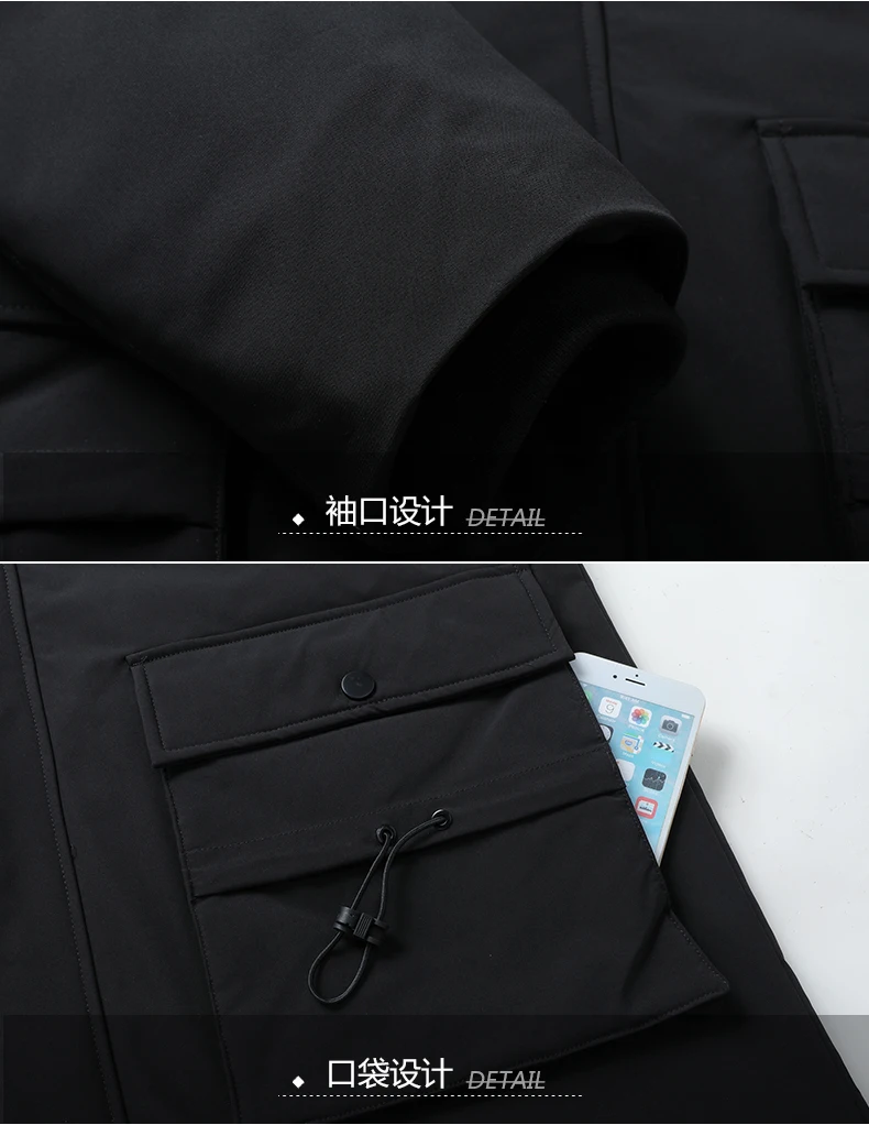 Übergroße, lässige, warme, mit Kapuze, weiße Entendaunenjacke für Herren, 2025, Winter, mittellang, Puffermantel, Oberbekleidung, lockere, verdickte, gepolsterte Kleidung – Detail 27