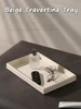 Ahunderjiaz Wabi-Sabi Style Beige Travertline Oval Tray, Hotel Bathroom Vanity Shelf, Bathroom Desktop Storage Set, Home Decor 1