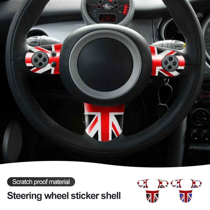 

Car steering wheel trim sticker plastic for Mini Cooper R50 R52 R53 interior sticker accessories union Jack car styling