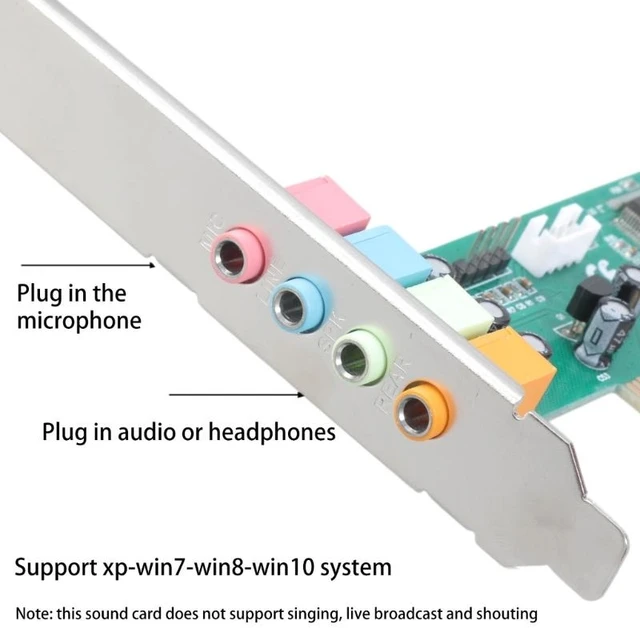 Carte Son PCI-E 5.1 CMI8738 – Pour PC Windows 7 – Qualité Audio 24 Bits/48 KHz – Pour Jeux Et Cinéma