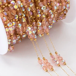 1 Meter Gradient Beaded Stainless Steel Chain for DIY Jewelry and Accessories (Brown 3.8mm bead)