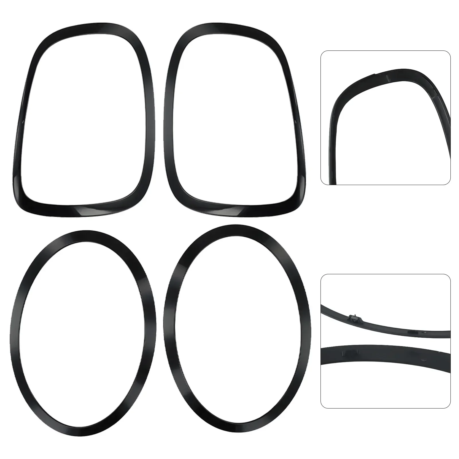 Cache-Phares Et Feux Arrière Noirs Brillants Pour Mini F55 F56 F57 (2014-2022) - Pack De 4