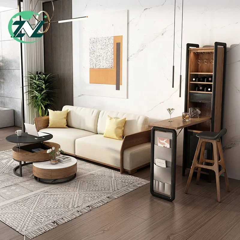 Pub Style Table Wine Storage Wooden Bar Counter Foldable Bar Table Cabinet