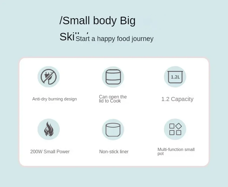 Description Picture 6 of itemMini Electric Rice Cooker Intelligent Automatic Household Kitchen Cooker 1-2 People Small Electric Rice Cookers 1.2L