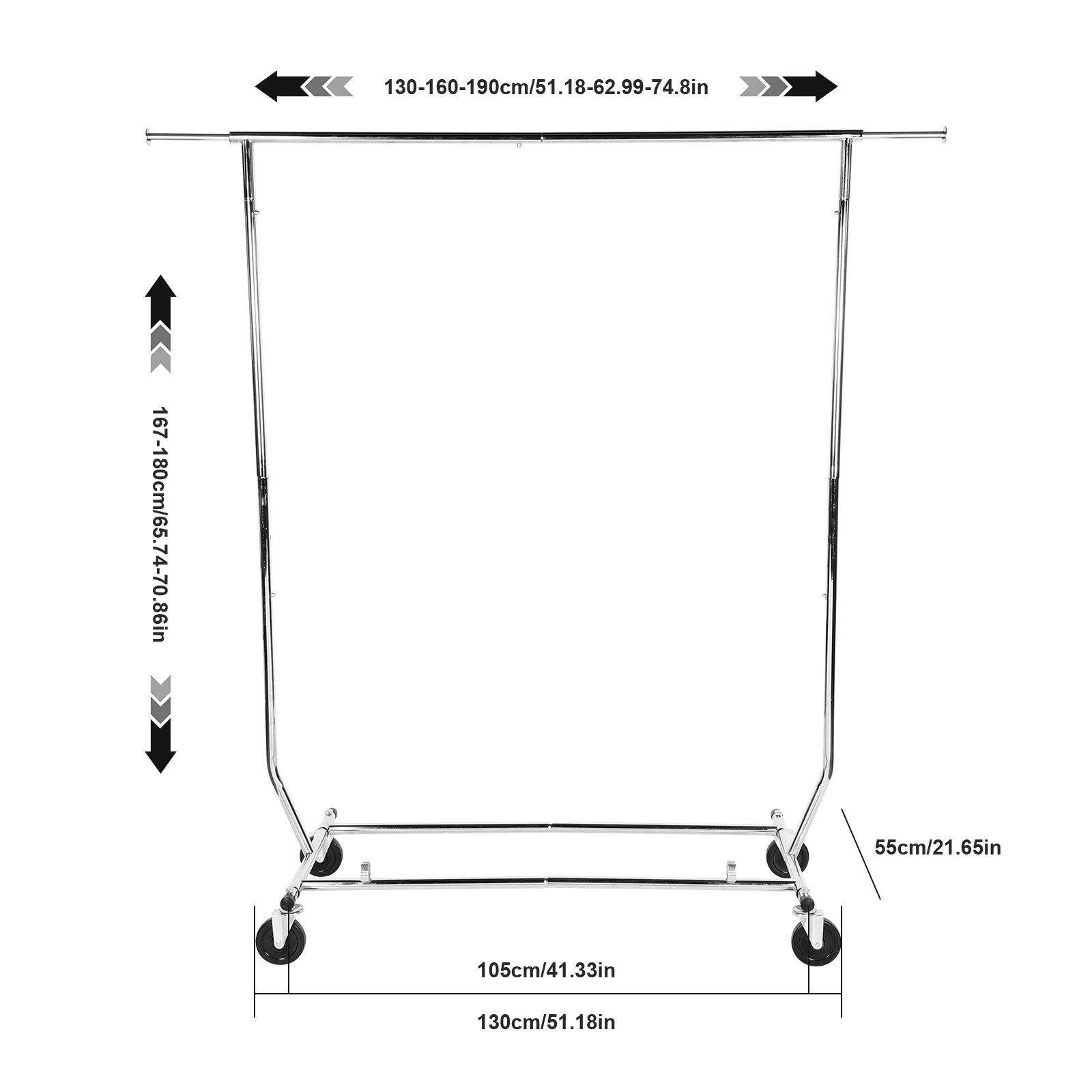 Clothes Rack with Lockable Wheels Standing Rolling Clothing Rack Portable Closet Wardrobe Rack for Bedroom Laundry Living Room