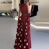 Vêtements pour femmes, été 2021, haut de gamme, pause café, paramètres formels français, robe rouge à pois pour femmes 6