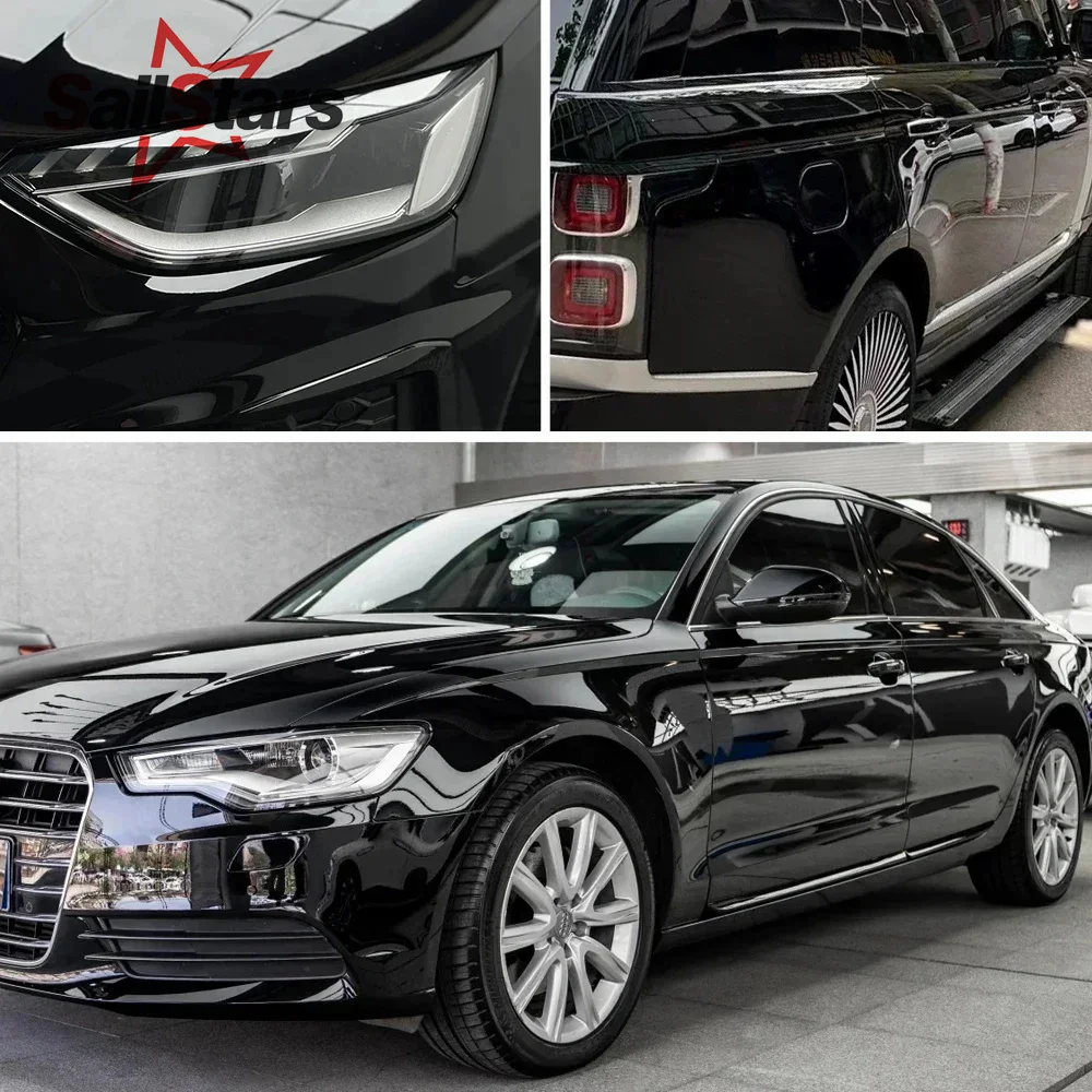 Ultra Glossy Piano Black Vinyl Car Wrap Film Self Adhesive Car Body Motorcycle PET Wrapping Decal Foil