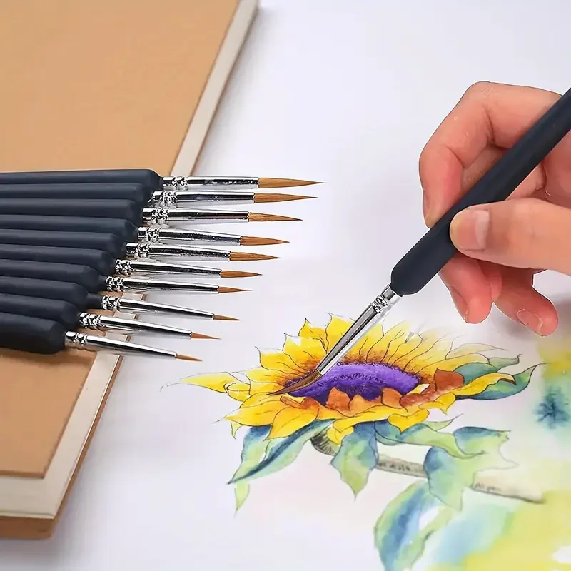 11Pcs Premium Miniature Fine Detail Paint Brushes Set Mini Tiny Paint Brush Thin Tip Paint Brushes For Oil Watercolor Acrylic 3