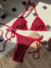 Embroidery Halter High Leg Cut Bikini Female Swimsuit Women Swimwear Two-pieces Bikini set Padded Bather Bathing Suit Swim K6849