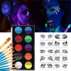 10 Colors Dual Colour Body Painting Fluorescent Face and Body Painting Luminous UV Neon Face Body Painting Makeup with Brush Set 1