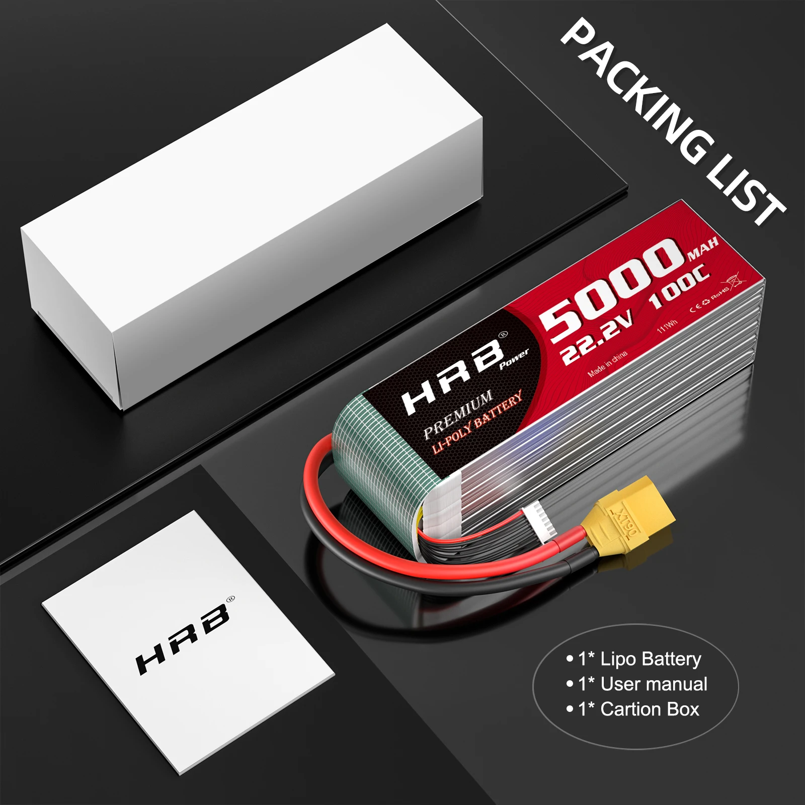 HRB 2S 3S 5S 4S 6S Lipo Battery 3300mah 4500mah 5000mah 6000mah 7.4V 11.1V 14.8V 18.5V 22.2V XT60 XT90 FPV Airplanes