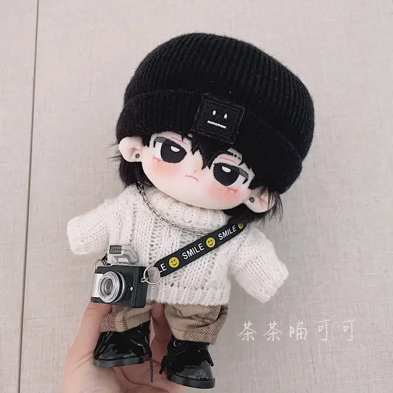 Artistic Style 20cm Doll Outfit with Camera Accessory - Cute Cotton Suit for Fat Body Dolls, Perfect Gift for Kids and Collectors