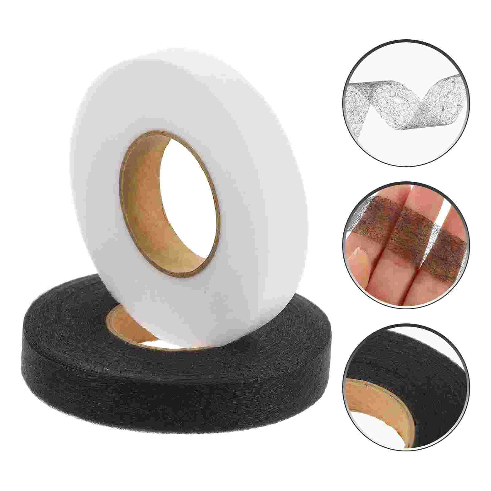 

2 Rolls Clothing Adhesive Interlining Iron for Fabric Hemming Tape Window Curtains Clothes Embroidery Paper No Sew Two-side