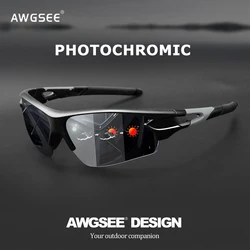 Unisex Semi - Rimless UV400 Protection Sports Sunglasses (C2  photochromic)