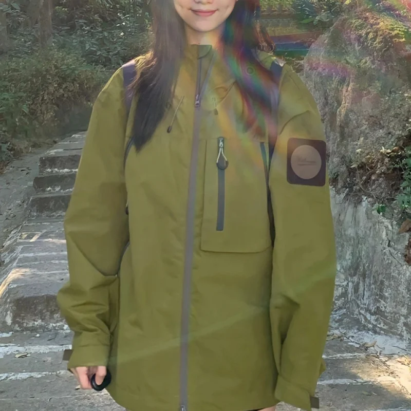 2023 Spring New Three-proof Japanese Outdoor Camping Spring and Autumn Solid Color Couple Jacket Jacket Jacket for Women