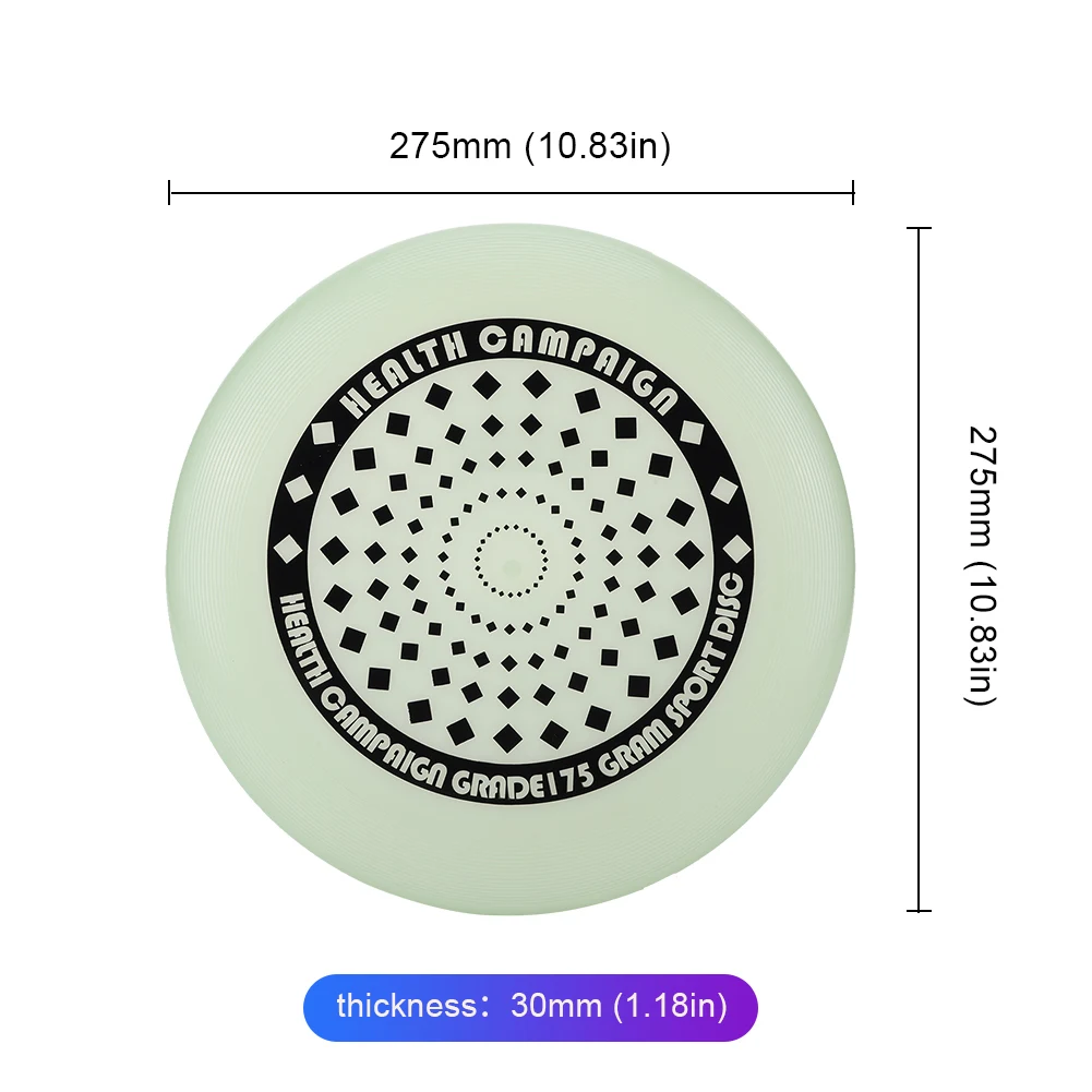 야광 비행 디스크, 궁극의 회전 디스크, 야외 스포츠, 해변 캠핑 게임용, 175g