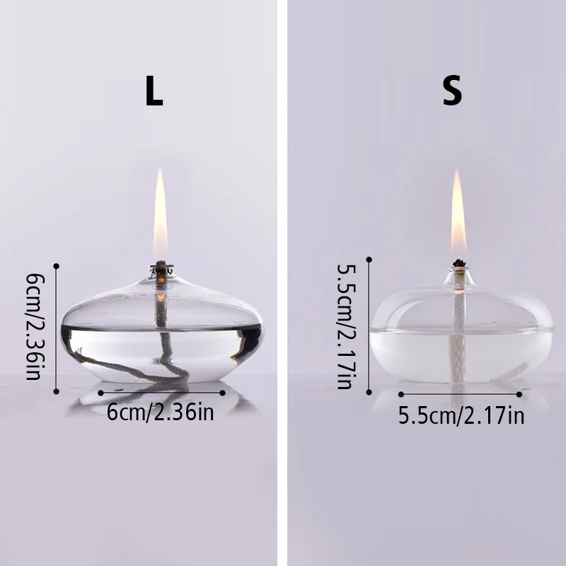 1pcs Oval Transparent Glass Candle Oil Lamp With Wicks Large Capacity Reusable Wedding Candle Dinner Table Wax Table Decoration