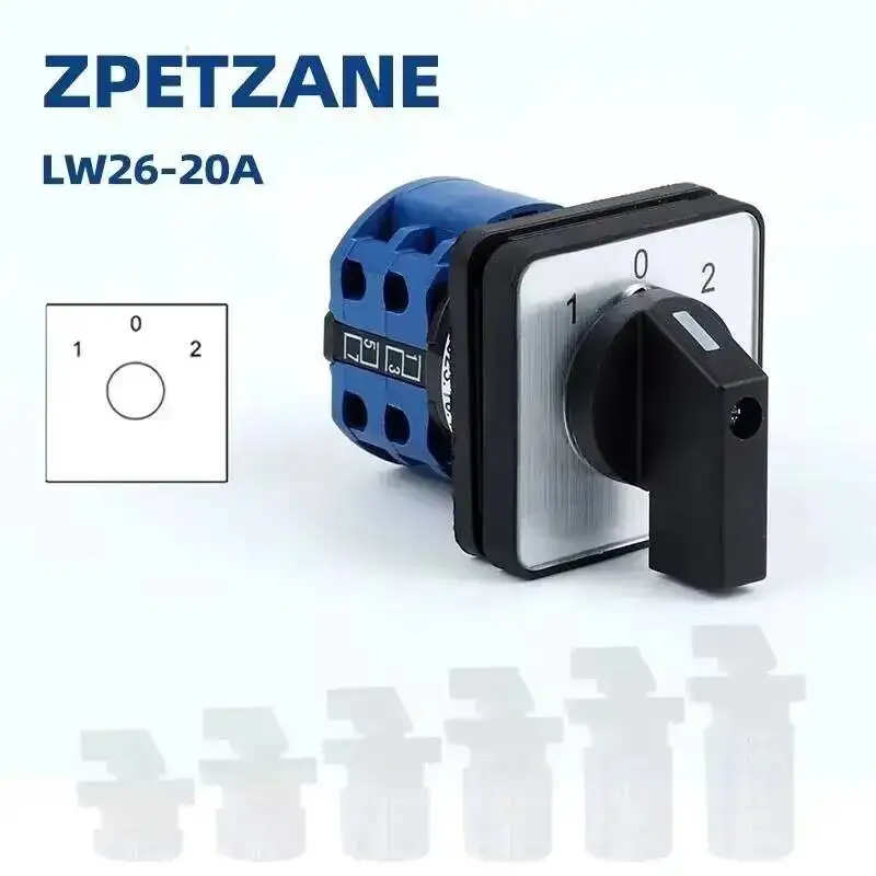 LW26-20A drei Positionen Ein-Aus-Ein 1-6 Pole Nocken betätigte Drehschalter Umschalten Silber Kontakt wähler Leistungs regelung