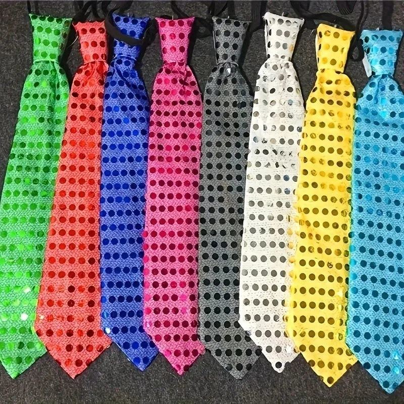 Bunte LED-Blitz-Glitzer-Pailletten-Krawatte für Männer, Unisex, leuchtende Fliege, Nacht, Halloween, Weihnachten, Party-Requisiten – Detail 3