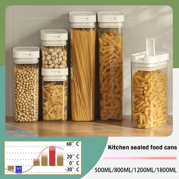 Scatola per la conservazione della pasta Serbatoio in plastica trasparente con chiusura a grana Contenitore per la conservazione degli spaghetti Barattolo per snack a prova di umidità Serbatoio per alimenti da cucina 1
