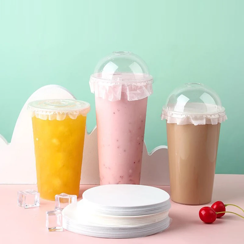 

50pcs Leak Proof Paper Coffee Spill Proof Leak Proof Paper Films Anti Overflow Beverage Cup Milk Tea Anti Leakage Paper Film