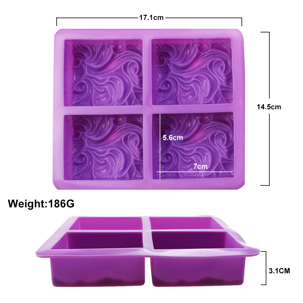 1pc 4 Grids Soap Mold