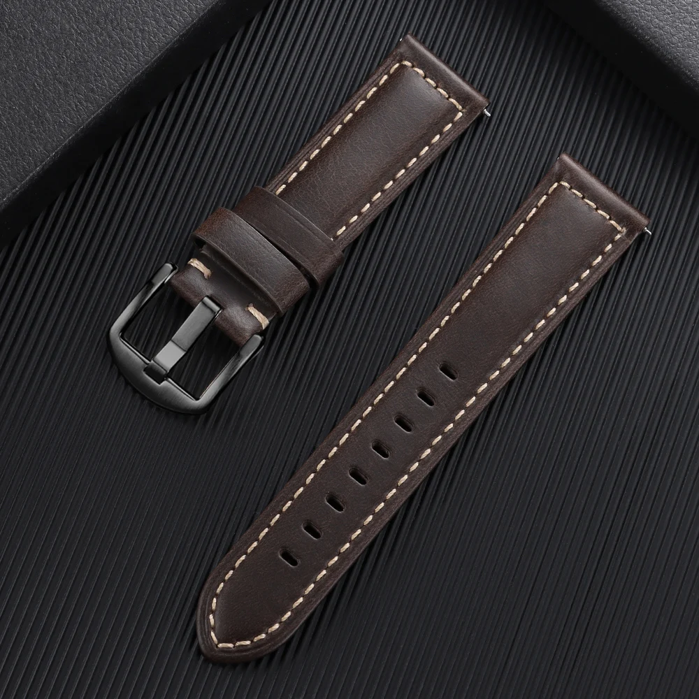 Vintage Leather Oil Wax Discoloration Watchband - Universal Replacement Sport Strap