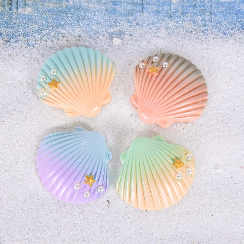 Resin Shell Starfish DIY Cake Topper Kids Mermaid Party Cake Decoration Under the Sea Ocean Birthday Party Decor Baby Shower