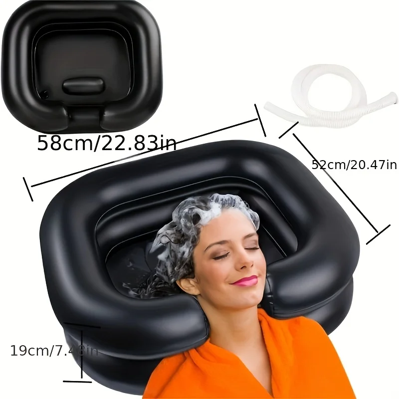 1pc Portable Shampoo Bowl, Inflatable Hair Washing Tray For Washing Hair Sitting Or Lying In Bedside, Lightweight Rinse Bas