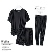 Spring and summer new ladies pajamas three-piece short-sleeved shorts trousers modal soft T-shirt pajamas women's loose home set - Image 5