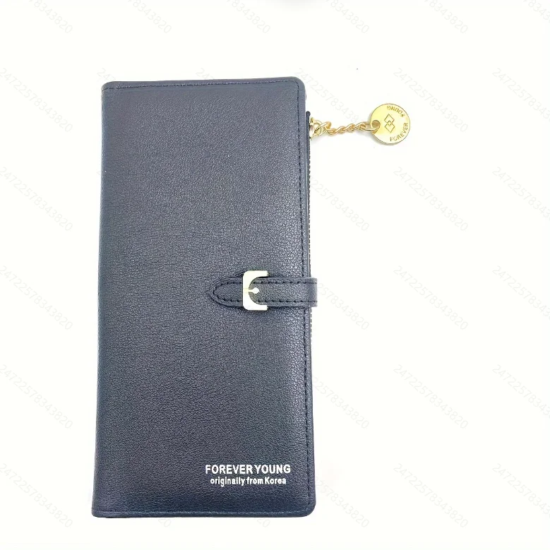 Elegant Women's PU Leather Bifold Wallet with Zipper Pocket and Wristlet