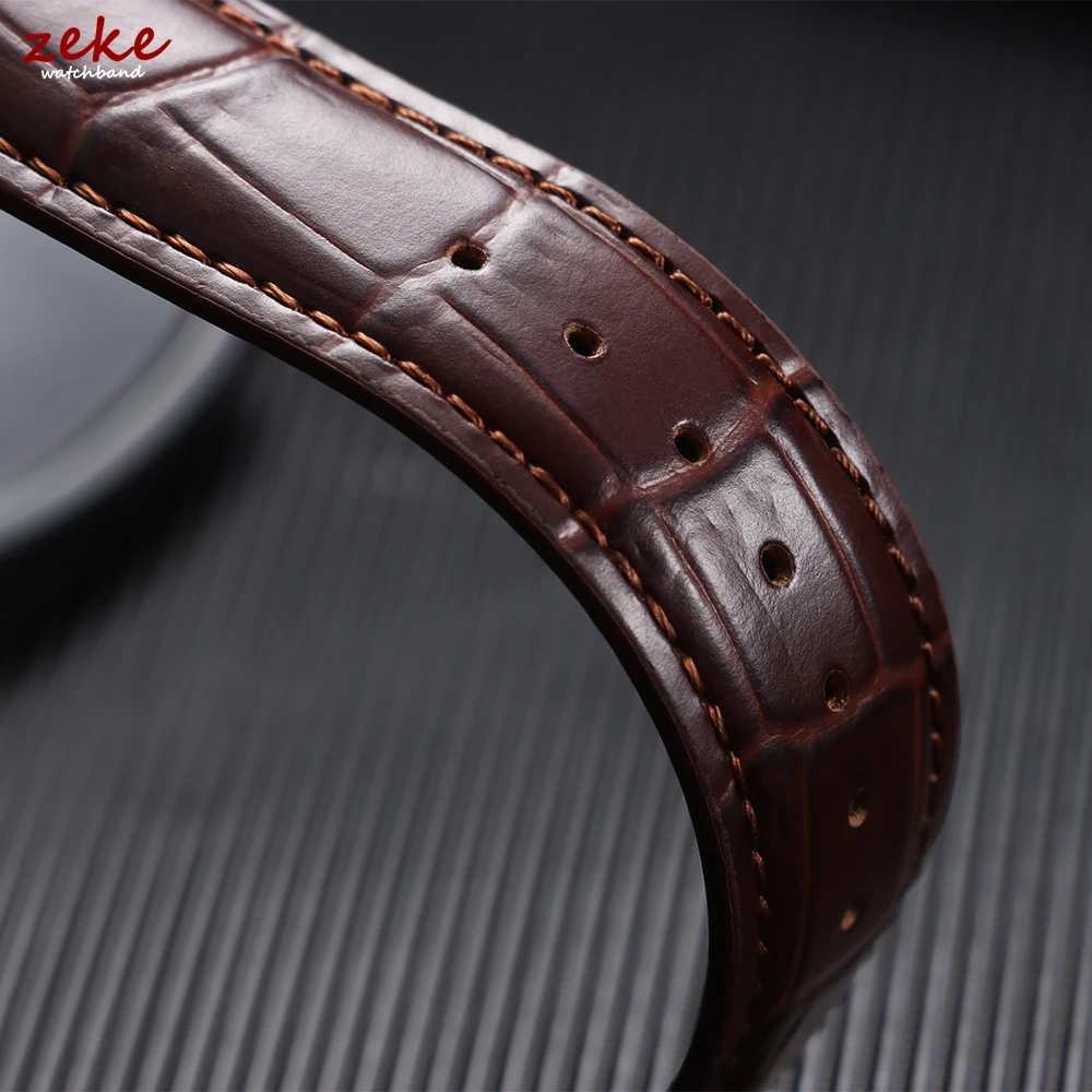 Elegant Butterfly Buckle Genuine Calfskin Leather Watch Strap - Soft and Stylish Wristband