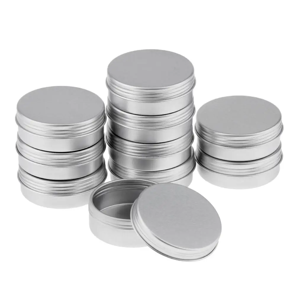 25ML/0.87Oz Screw Aluminum Round Tin Containers for Lip Balm, Crafts, Cosmetic, Candles, Travel Storage , Pack of 10