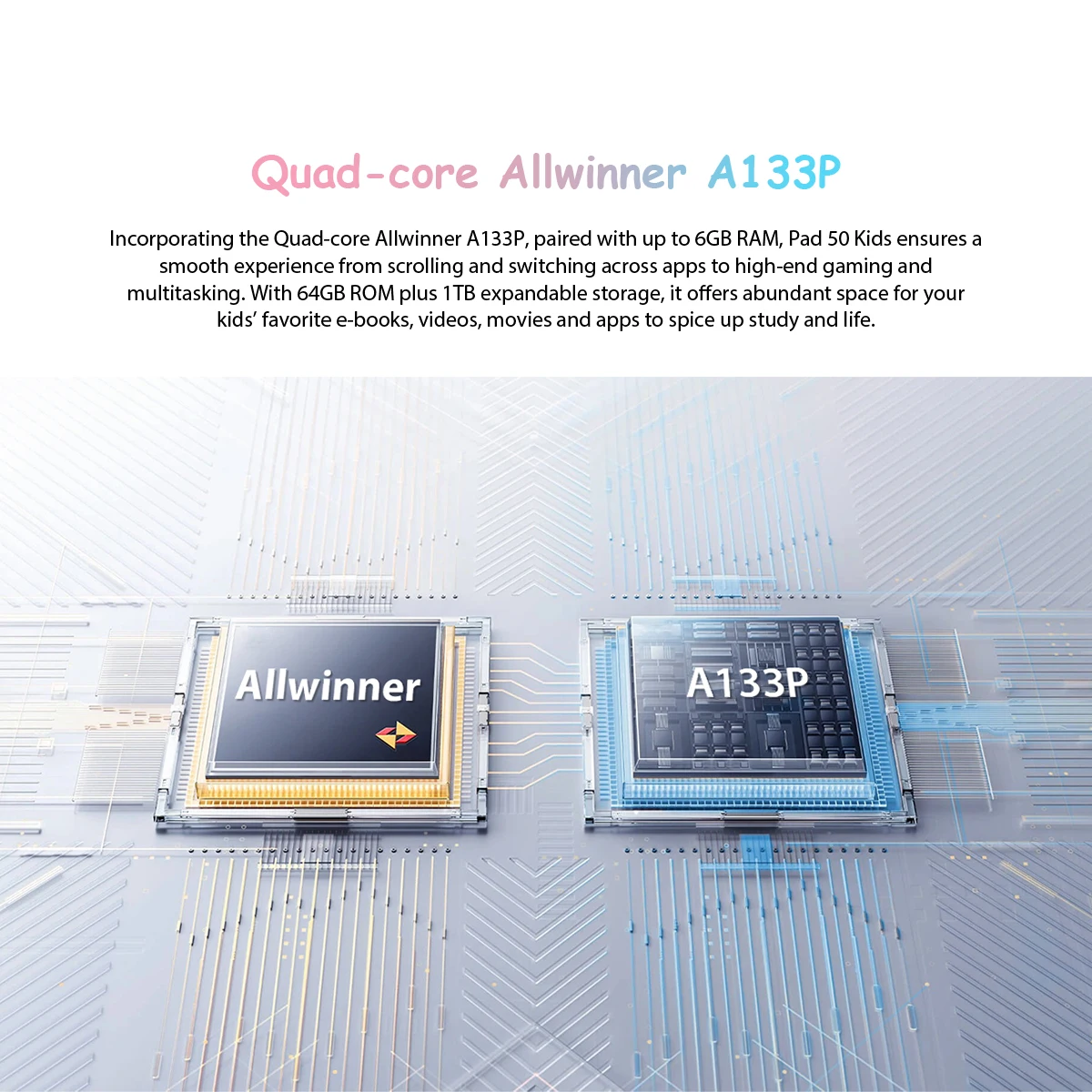 OSCAL Pad 50 Kids Tablet PC, 10.1'' HD Display 6GB 64GB 5100mAh ,A133P Quad Core Dual Speaker Android 13 WIFI Tablets Blackview