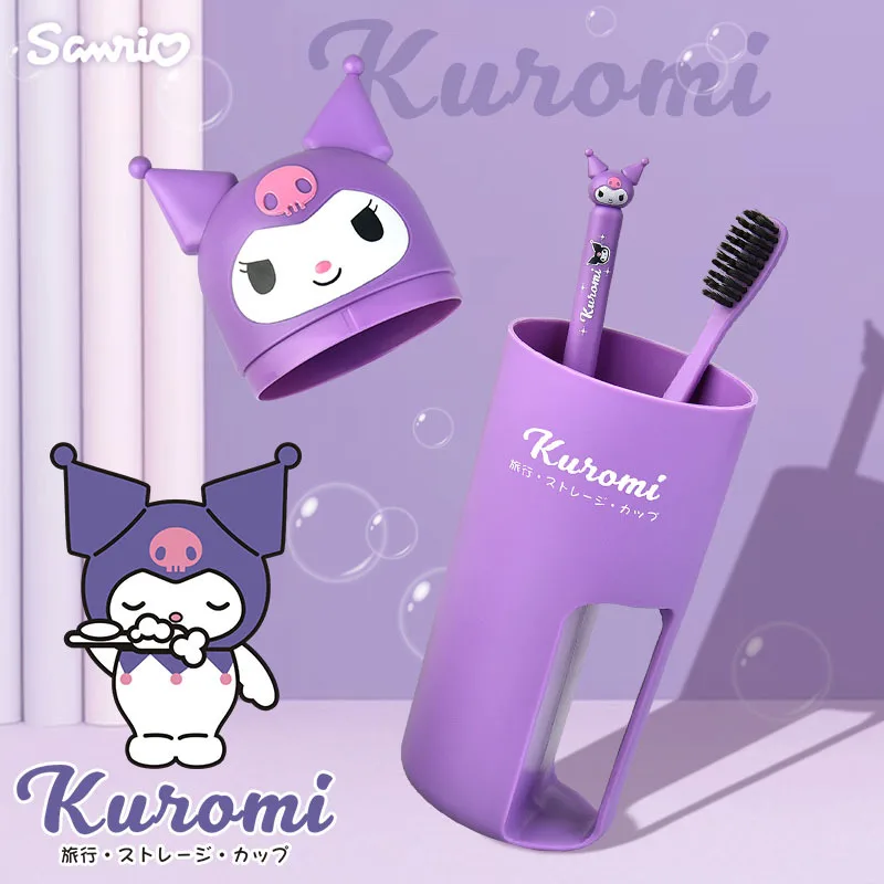 

Kawaii Sanrio 3D Kuromi My Melody Toothbrush Set Cute Cartoon Travel Portable Toothbrush Mouthwash Cup Toiletries