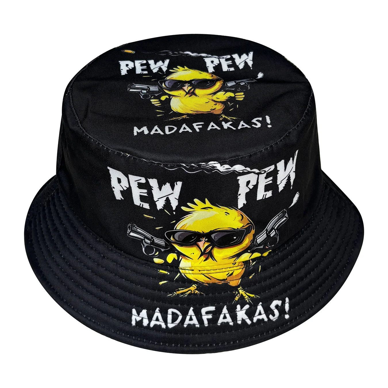 Cool Duck „Pew Pew“ 3D-Grafik-Fischerhut, leichtes Cartoon-Enten-Design mit Brille, wendbar, faltbar, Unisex-Freizeit-Sonnenschutzhut, geeignet für Strandtouren und Freizeitoutfits. – Detail 5