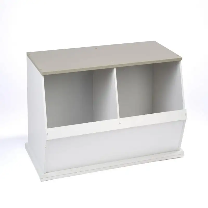 

39.64 Gallon Two Bin Stackable Wood Storage Cubes, White and Gray