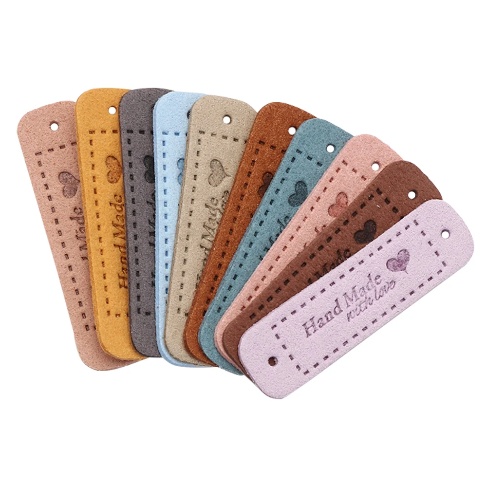 Description Picture 6 of item20PCS Arts Sewing Accessories Handmade PU Leather Hand Made With Love Clothes Tags Label Garment Labels