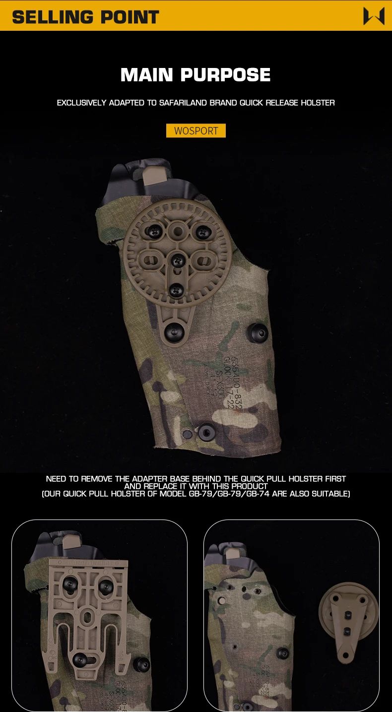 Tactical Gun Holster 360 Degree Base Adapter Drop Leg Platform Pistol Modular Holster for Hunting Shooting Holster Accessories
