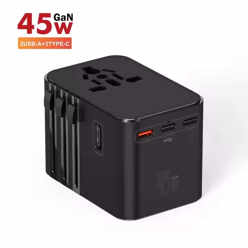 Universal Travel Adapter with 3 Type-C 2 USB - Image 2