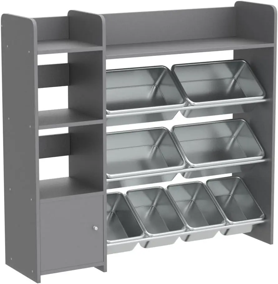 Bookshelf, Kids Playroom Organization Shelving Unit with Removable Storage Bins & Safety Anti-Tip 5